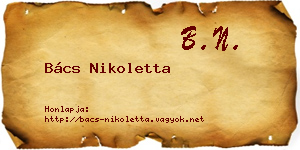 Bács Nikoletta névjegykártya