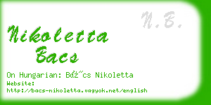 nikoletta bacs business card